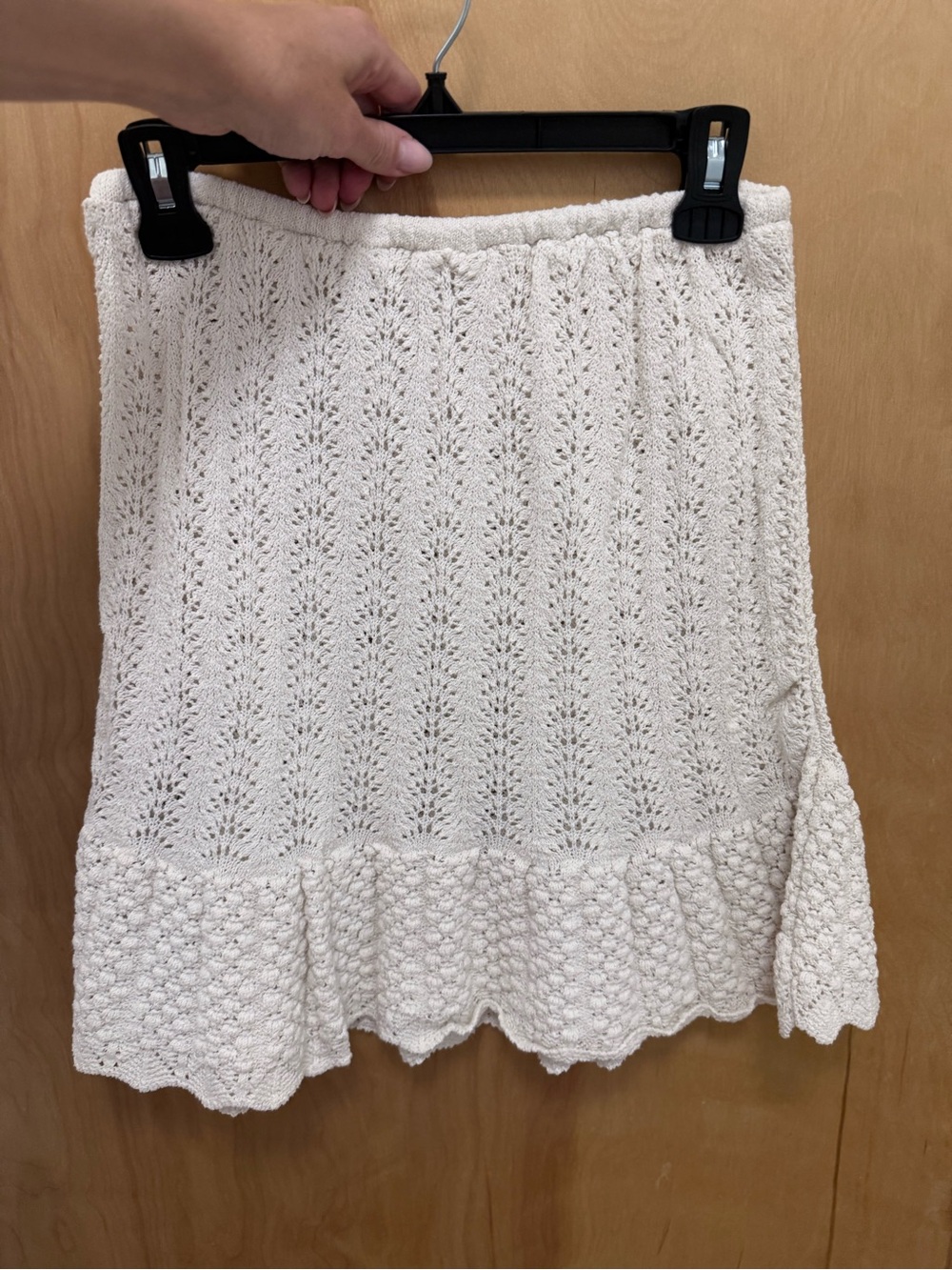 Zara Cream Knit Midi Skirt with Drawstring